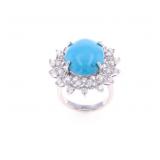 Designer Elegant Turquoise Diamond & 14K Gold Ring