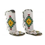 Fort Peck Assiniboine Fully Beaded High Moccasins