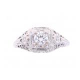 RARE 1920's Antique Art Deco 18K VS2 Diamond Ring
