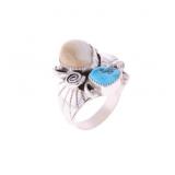Navajo Elk Tooth & Turquoise Men's Ring -Signed