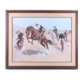 Frederic Remington "Turn Him Loose" Framed Print