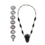 Ca. 1950s Mexican Silver Jet & Cameo Jewelry