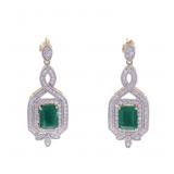 4.74ct Emerald Diamond 14k Yellow Gold Earrings