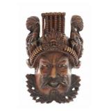 Chinese Imperial Style Hand Carved Wood Mask 1950s