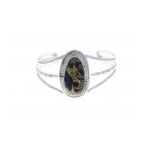 Navajo C. Tsosie Black Jack Turquoise Bracelet