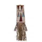 1870 Sioux Tobacco Pipe Beaded Buffalo Hide Bag