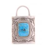 Navajo C. Johnson Sterling Silver Lock Pendant