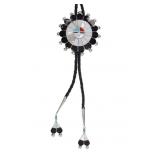 Zuni Pauline Lonjose Sterling Inlay Sunface Bolo
