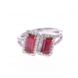 GIA NO HEAT Ruby VS2 Diamond Platinum Ring