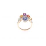 4.51ct Multi Color Sapphire VS Diamond 14k Ring