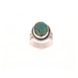 Navajo H. Tsosie Sterling Silver Turquoise Ring