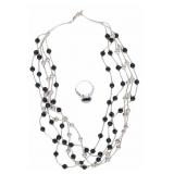 20th C. Jet & Sterling Silver Costume Jewelry