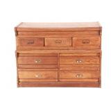 Antique Seven Drawer Mission Oak File Cabinet