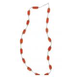 Southwestern Silver Red Branch Coral Necklace