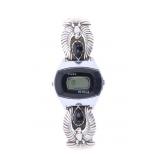 Navajo Silver Onyx Watchband & Vintage Timex SSQ