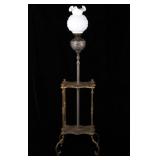 Victorian Floral Iron & Brass Piano Gas Lamp Table