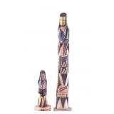 Yellow & Multicolored Face Shalako Kachinas 20th C