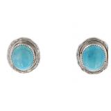 Navajo R. Sam Sterling Silver Turquoise Earrings