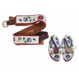 Ojibwe Fully Top Beaded Moccasins & Belt 1950-60s