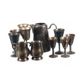 Silver Plate Chalices & Pitcher By Various Makers