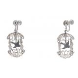 Navajo Sterling Silver Birdcage Earrings c. 20th C