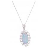 7.81ct Natural Opal VS2 Diamond Platinum Necklace