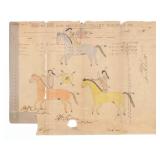 Ca. 1879- Original Railway Co. Indian Ledger Art