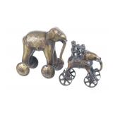 19th C. Indian Elephants & Soldiers Temple Toys