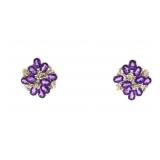 13.85ct Amethyst Diamond 14k Yellow Gold Earrings
