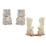 Hand Carved Aztec / Mayan Onyx & Marble Bookends