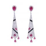 Oscar Friedman Designer Burmese Ruby Earrings