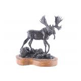 Signed Gary Schildt Bronze Moose Sculpture