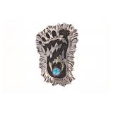 Navajo R. Singer Silver Turquoise Footprint Ring