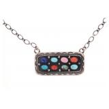 Navajo R. Sam Sterling Silver Multistone Necklace