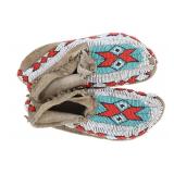 Lakota Sioux Beaded Hide Moccasins 1940-50s