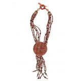 Abalone, Red Jasper, Brass & Nickel Necklace