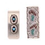 Navajo Silver Bear Paw & Shadowbox Money Clips