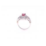NO HEAT Ruby VS2 Diamond 18k White Gold Ring