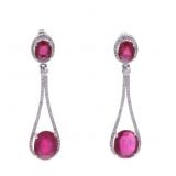 11.70ct Ruby Diamond & 14k White Gold Earrings