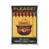 U.S. Forest Service Smokey Bear Porcelain Sign