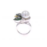 Cultured South Sea Pearl Sapphire Diamond Ring