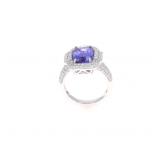 GIA 4.28ct Tanzanite VS2 Diamond Platinum Ring