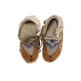 19th-Cent. Cheyenne Beaded Buffalo Hide Moccasins