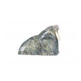 Inuit Hand Carved Soapstone Bone Walrus Sculpture