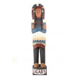 c1930's Solid Wood Carved Cigar Store Indian Chief