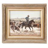 Signed Brad Schmidt 'Branding Time' Watercolour