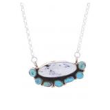 Navajo Sam Sterling Silver White Buffalo Necklace