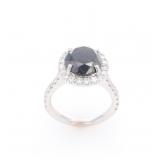 Fancy Black & White Diamond 14k White Gold Ring