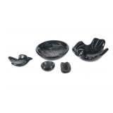 Santa Clara Blackware Pottery Set 20th Century (5)