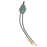Sterling, Fox Turquoise & Antler Tine Bolo Tie